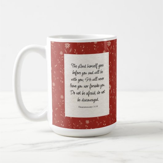 Deuteronomy 31:8 Bijbelvers Afbeelding Koffiemok (Links)