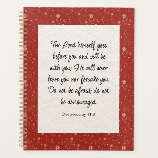 Deuteronomy 31:8 Bijbelvers afbeelding Planner (Voorkant)