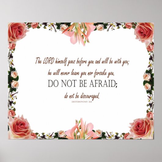 Deuteronomy 31:8, wees niet bevreesd, Décor Poster (Voorkant)