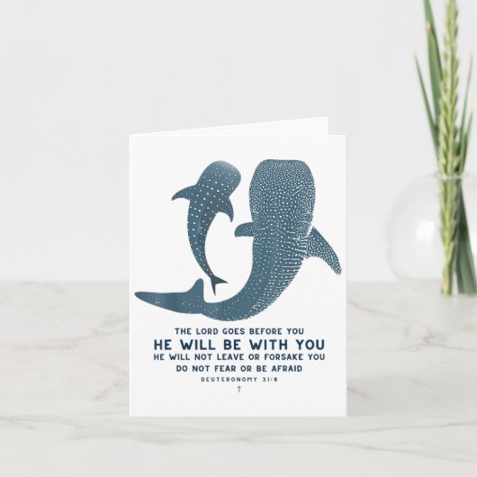 Deuteronomy 31_8 Whale Shark Christian Faith Pun O Kaart (Voorkant)