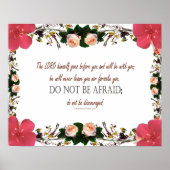 Deuteronomy 31, Do not be afraid, Red Floral Poster (Voorkant)
