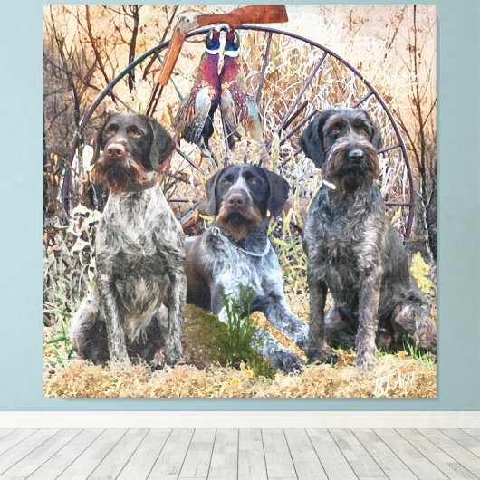 Deutsch Drahthaar Canvas Afdruk (Insitu (Houten vloer))