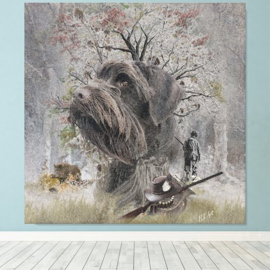 Deutsch Drahthaar Canvas Afdruk (Insitu (Houten vloer))