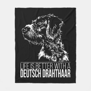 Deutsch Drahthaar leven is beter hond gezegde Fleece Deken