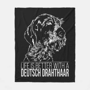 Deutsch Drahthaar leven is beter hond gezegde Fleece Deken