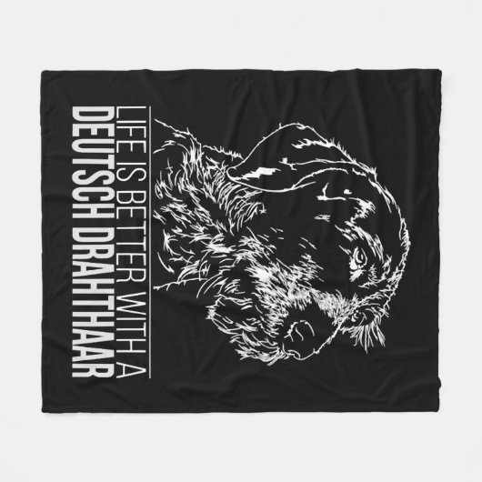 Deutsch Drahthaar leven is beter hond gezegde Fleece Deken (Voorkant (Horizontaal))