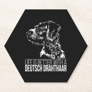 Deutsch Drahthaar leven is beter hond gezegde Kartonnen Onderzetters