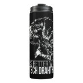 Deutsch Drahthaar leven is beter hond gezegde Thermosbeker (Voorkant)