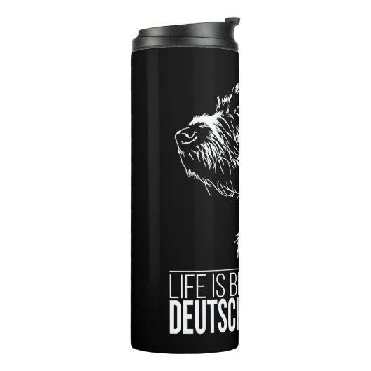 Deutsch Drahthaar leven is beter hond gezegde Thermosbeker (Gedraaid links)