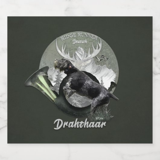 Deutsch Drahthaar Likeurfles Etiket (Enkel label)