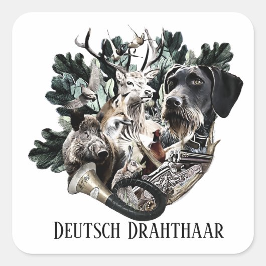 Deutsch Drahthaar Vierkante Sticker (Voorkant)