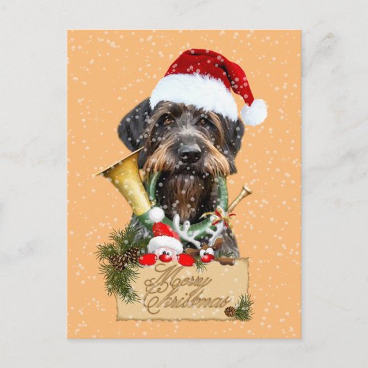 Deutsch Drahthaar, vrolijk kerstfeest! MagnetButto Briefkaart (Voorkant)