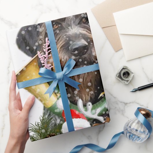 Deutsch Drahthaar, vrolijk kerstfeest! MagnetButto Cadeaupapier (Geschenken)