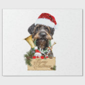 Deutsch Drahthaar, vrolijk kerstfeest! MagnetButto Cadeaupapier (Vlak)