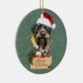 Deutsch Drahthaar, vrolijk kerstfeest! MagnetButto Keramisch Ornament (Rechts)