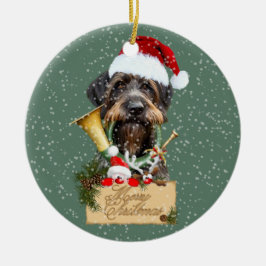 Deutsch Drahthaar, vrolijk kerstfeest! MagnetButto Keramisch Ornament