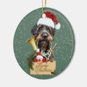 Deutsch Drahthaar, vrolijk kerstfeest! MagnetButto Keramisch Ornament (Links)