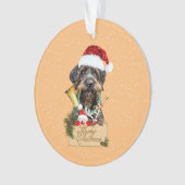 Deutsch Drahthaar, vrolijk kerstfeest! MagnetButto Ornament (voorkant)