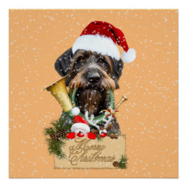 Deutsch Drahthaar, vrolijk kerstfeest! MagnetButto Perfect Poster
