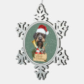 Deutsch Drahthaar, vrolijk kerstfeest! MagnetButto Tin Sneeuwvlok Ornament (Rechts)