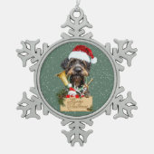 Deutsch Drahthaar, vrolijk kerstfeest! MagnetButto Tin Sneeuwvlok Ornament (Voorkant)