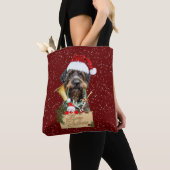 Deutsch Drahthaar, vrolijk kerstfeest! MagnetButto Tote Bag (Dichtbij)