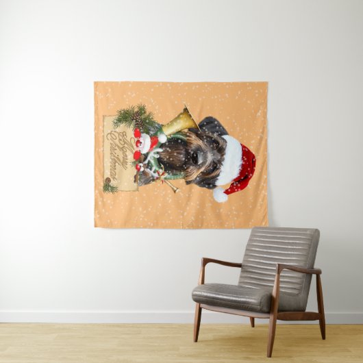 Deutsch Drahthaar, vrolijk kerstfeest! MagnetButto Wandkleed (In Situ (horizontaal))