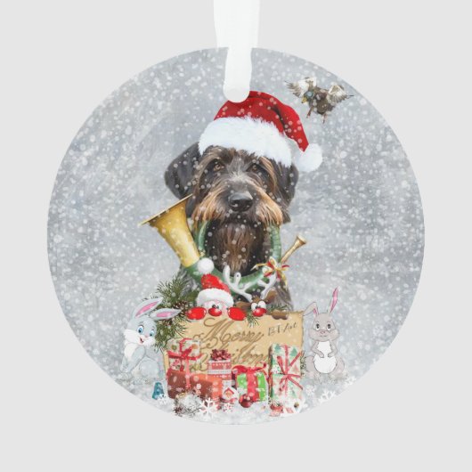 Deutsch Drahthaar, vrolijk kerstfeest! Ornament (achterkant)