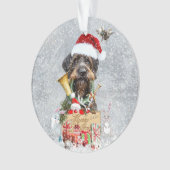 Deutsch Drahthaar, vrolijk kerstfeest! Ornament (voorkant)