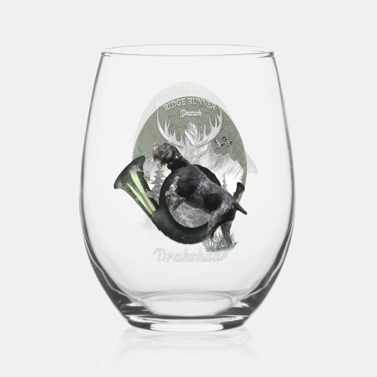 Deutsch Drahthaar Wijnglas Zonder Voet (Achterkant)