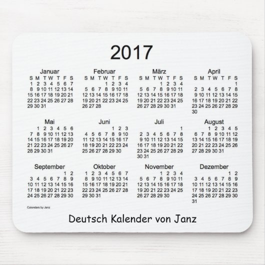 Deutsch Kalender 2017 Muismat (Voorkant)