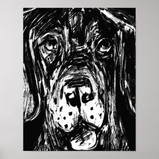 Deutsche Dogge Kohlezeichnung Poster (Voorkant)