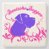 Deutsche Doggen Magenta Blaues Logo Stenen Onderzetter (Voorkant)