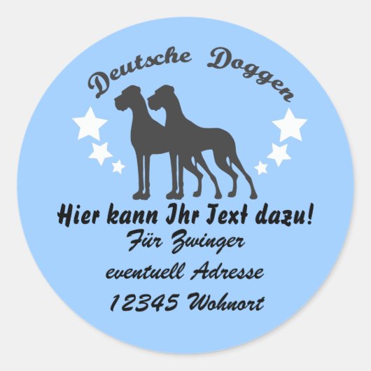 Deutsche Doggen Ronde Sticker (Voorkant)