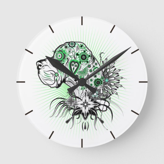 Deutsche Doggen Uhr Ronde Klok (Voorkant)