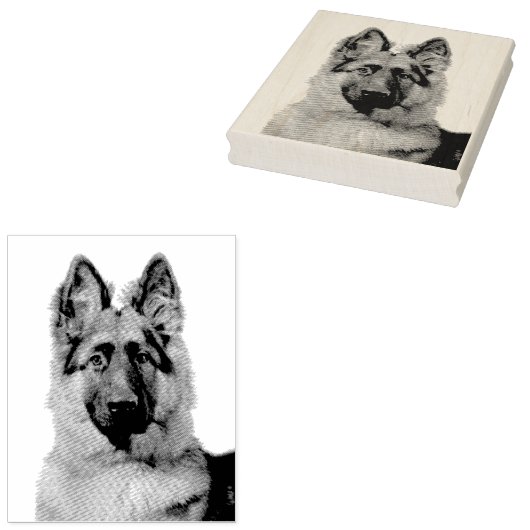 Deutscher Schäferhund Gummistempel Rubberstempel (Gestempeld)