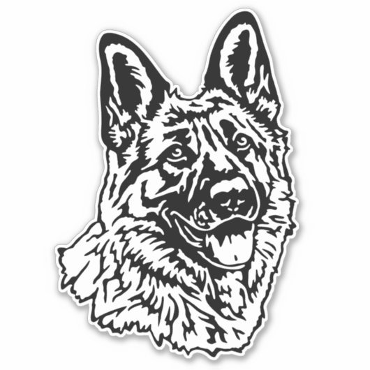 Deutscher Schäferhund Kopf Nr 2 Autoaufkleber Sticker (Voorkant)