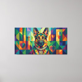 Deutscher Schäferhund Wappen Pop Art Portrait Canvas Afdruk