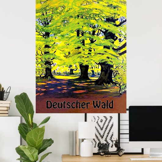Deutscher Wald, Duits bos op zomer Poster (Thuiskantoor)