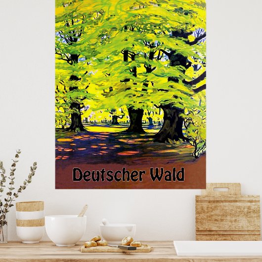 Deutscher Wald, Duits bos op zomer Poster (Keuken)