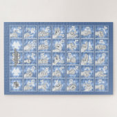 Deutsches Fingeralphabet 4 - blau / Legpuzzel (Horizontaal)
