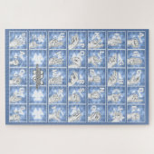 Deutsches Fingeralphabet 4 - blau / Legpuzzel (Horizontaal)