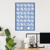 Deutsches Fingeralphabet 4 - blau / Poster (Thuiskantoor)