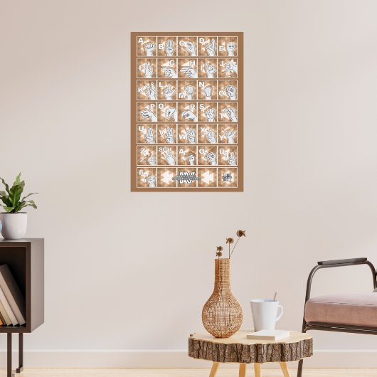 Deutsches Fingeralphabet 4 - braun / Poster (Woonkamer 3)