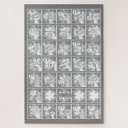 Deutsches Fingeralphabet 4 - grau / Legpuzzel (Verticaal)