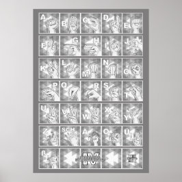 Deutsches Fingeralphabet 4 - grau / Poster