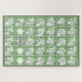 Deutsches Fingeralphabet 4 - grün / Legpuzzel (Horizontaal)