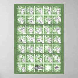 Deutsches Fingeralphabet 4 - grün / Poster