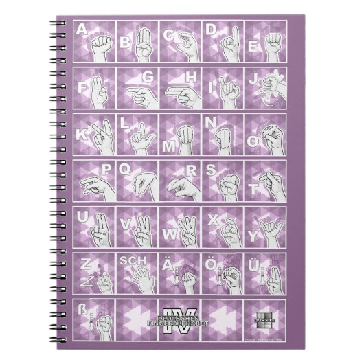 Deutsches Fingeralphabet 4 - lavendelgrau / Notitieboek (Voorkant)