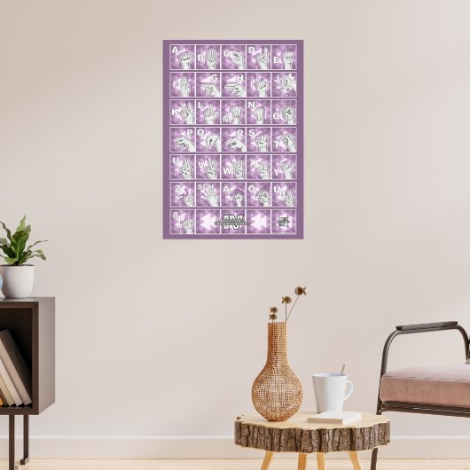 Deutsches Fingeralphabet 4 - lavendelgrau / Poster (Woonkamer 3)
